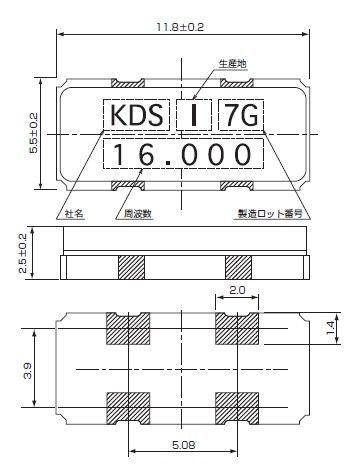 DSX151GAL贴片晶振 尺寸参考